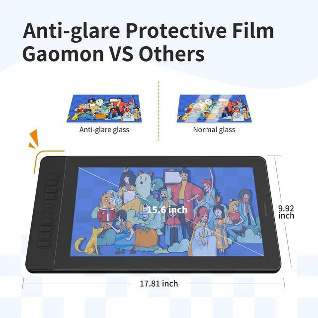 Alt view image 4 of 5 - Drawing Tablet with Screen GAOMON PD1561 Drawing Monitor Art Tablet with Adjustable Stand, 10 Shortcut Keys, Tilt Support, Battery-Free Pen, 15.6-inch Graphics Tablet for Mac, Windows PC