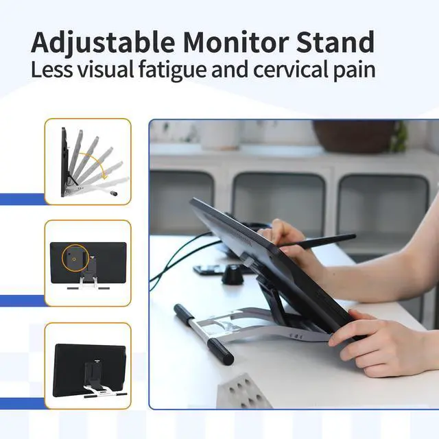 Alt view image 5 of 5 - Drawing Tablet with Screen GAOMON PD1561 Drawing Monitor Art Tablet with Adjustable Stand, 10 Shortcut Keys, Tilt Support, Battery-Free Pen, 15.6-inch Graphics Tablet for Mac, Windows PC