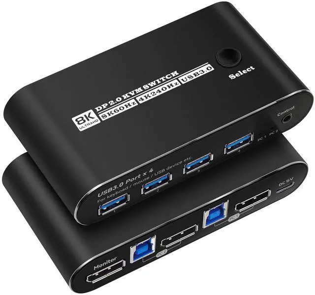 Main image of GiantMatrix Displayport kvm Switch 1 Monitors 2 Computers 1440p 2 Port kvm Switch displayport 165hz PC Switch 1 Monitor 2 Computers displayport 2.0 1440p 120hz 144hz 165hz 180hz 240hz FreeSync G-SYNC