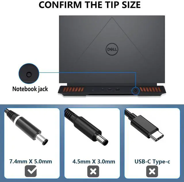 Alt view image 3 of 5 - 240W Charger fit for Dell Precision 7780 7770 7680 7670 Alienware 15 17 R1 R2 R3 R4 R5 M15 M17 M11X M14X M17X G3 G5 G7 PA-9E Laptop Power Supply