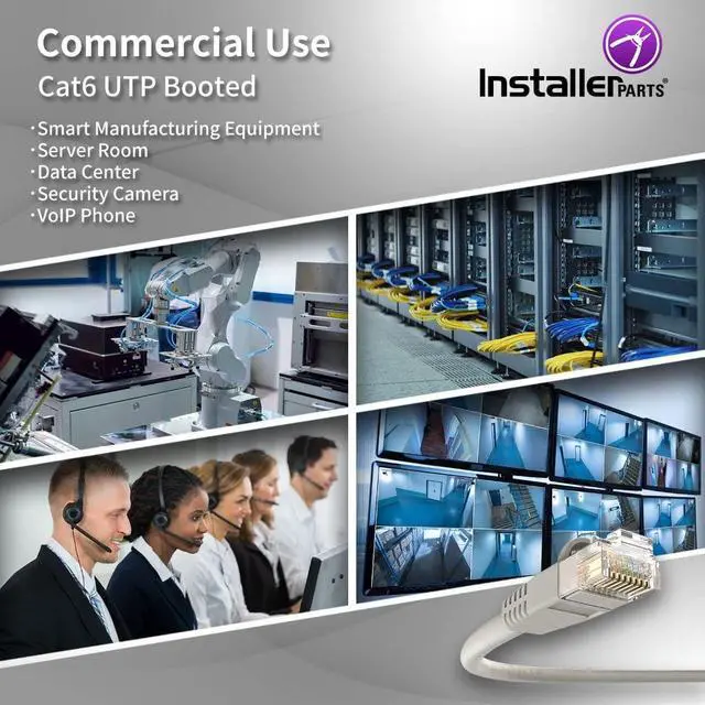 Alt view image 4 of 5 - InstallerParts CAT6 UTP Booted Ethernet Cable - 100 FT - 1 Pack - Professional Series - 10Gbps, Cat6 Patch Cable, Gray