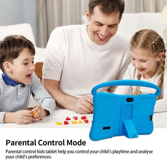 Alt view image 3 of 5 - SAIWAN Tablet Kids 7 inch with Shockproof Case, 1GB RAM 32GB ROM, Android Toddler Tablet with Bluetooth, WiFi, GMS, Parental Control, Educational, Games(Blue)