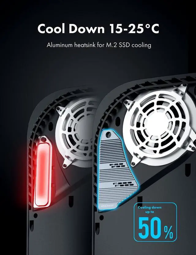 Alt view image 4 of 5 - GRAUGEAR PS5 SSD Heatsink Cover, M.2 NVMe PS5 Heatsink, Shuttle Shaped Design, Heat Dissipation with Heat Pipe Cooler and Aluminum Fin for NVMe M2 PCIe 4.0 [G-PS5HS04] (PS5)