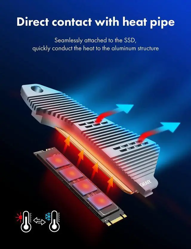 Alt view image 5 of 5 - GRAUGEAR PS5 SSD Heatsink Cover, M.2 NVMe PS5 Heatsink, Shuttle Shaped Design, Heat Dissipation with Heat Pipe Cooler and Aluminum Fin for NVMe M2 PCIe 4.0 [G-PS5HS04] (PS5)