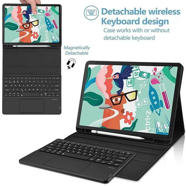 Alt view image 3 of 5 - QYiiD TouchPad Keyboard Case for Galaxy Tab S6 10.5" 2019 (Model SM-T860/T865/T867), [Supports S Pen Charging] Magnetically Detachable Wireless Bluetooth Keyboard with PU Leather Stand Cover, Black