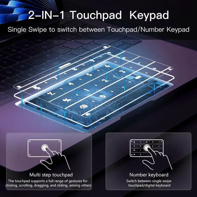 Alt view image 2 of 5 - The Nums Smart Numeric Keyboard for MacBook Pro 13(2020-2024 M3/ M2) A2251 /A2289/ A2338, TouchpadProtector, 2-N-1 Touchpad with NumericKeypad