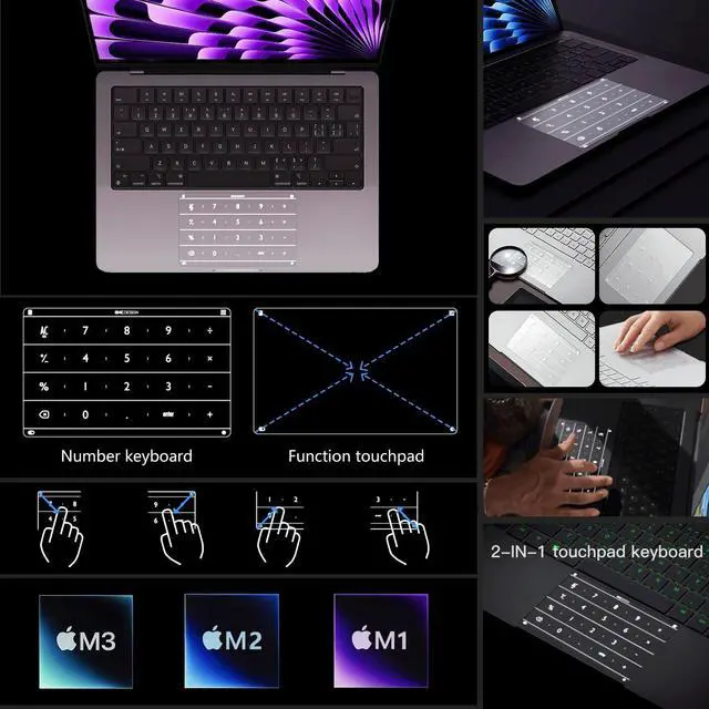Alt view image 3 of 5 - The Nums Smart Numeric Keyboard for MacBook Pro 13(2020-2024 M3/ M2) A2251 /A2289/ A2338, TouchpadProtector, 2-N-1 Touchpad with NumericKeypad
