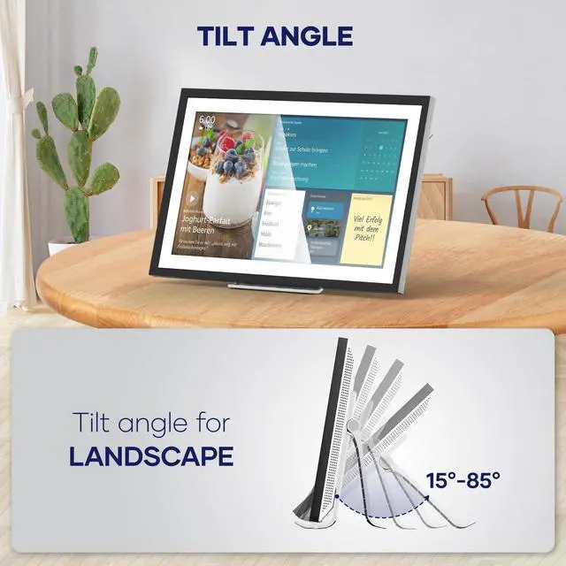 Alt view image 4 of 5 - FANGOR Desktop Stand Compatible for Echo Show 15, BX156 Monitor,etc - Secure Horizontal Mount with Anti-Tip Design | Portable for Kitchen Counter, Desk, Home Office & Living Room