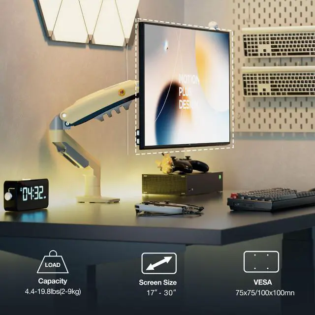 Alt view image 2 of 5 - Monitor Mount,Fits 17-30" or Bigger Computer Monitors(Within 19.8lbs), Adjustable Stand with Tilt Rotation Swivel Function, Desk Mount F80 Series (Lava Yellow)