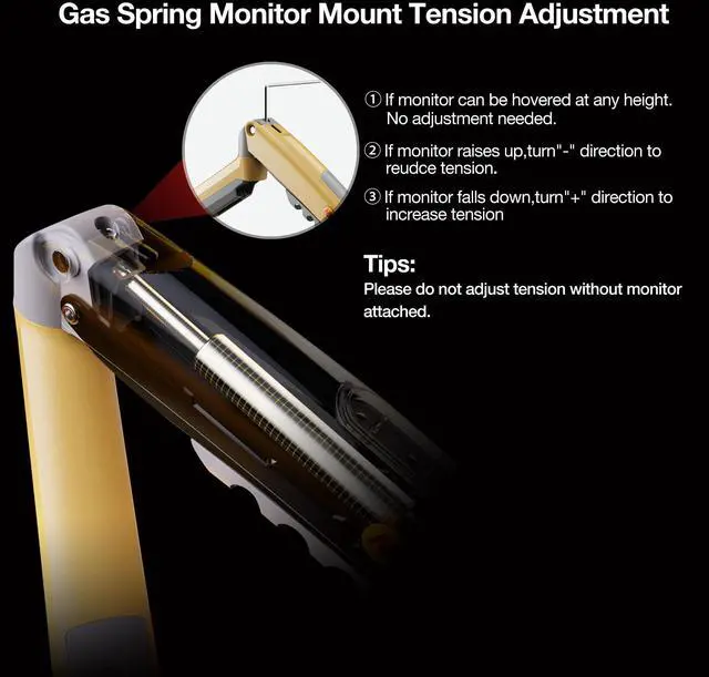 Alt view image 5 of 5 - Monitor Mount,Fits 17-30" or Bigger Computer Monitors(Within 19.8lbs), Adjustable Stand with Tilt Rotation Swivel Function, Desk Mount F80 Series (Lava Yellow)