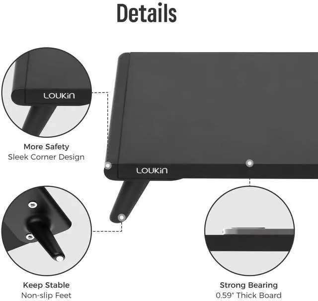 Alt view image 4 of 5 - loukin 22.4" x 8.3" Monitor Stand Riser for Desk (Black) | 32"x14" Erasable Dry Erase Desk Mat