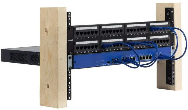 Alt view image 3 of 4 - NavePoint 9U Vertical Rack Rail Pair DIY Kit with Hardware, Black