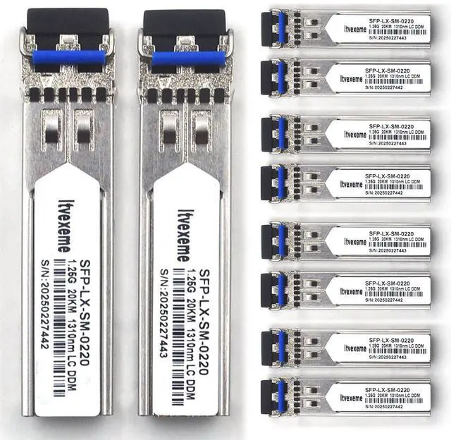 Main image of 10 Pack 1.25G SFP Network Transceiver Module, 1000Base-LX Single Mode, 1310nm SMF, 20km, for Router, Network Card, Switch, Firewall etc