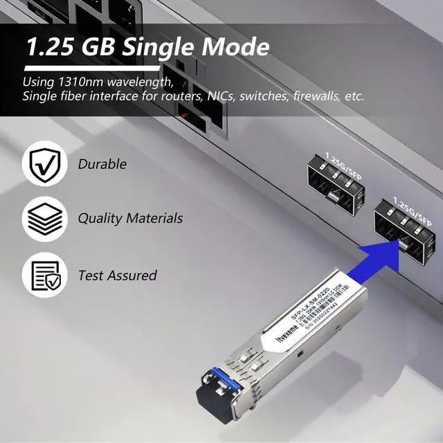 Alt view image 3 of 4 - 10 Pack 1.25G SFP Network Transceiver Module, 1000Base-LX Single Mode, 1310nm SMF, 20km, for Router, Network Card, Switch, Firewall etc
