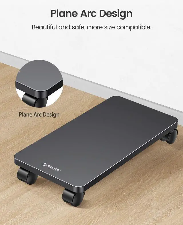 Alt view image 3 of 5 - Metal Computer Tower Stand, ORICO Mobile CPU Holder, 4 Caster Wheels Computer Tower Stand Carts on Carpet Fits for Most Computer Tower, Gaming PC, PC Holder, ATX CaseBlack, 16.14 * 8.38 * 0.78inch