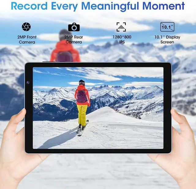 Alt view image 4 of 5 - WeTap Android Tablet 10 inch Tablets M10 Android 12 OS, 2+32GB / 512GB Expandable, Dual Camera Android Tablet, 1280x800 IPS Tablets, Quad-Core Processor, 6000 Mah Battery Bluetooth WiFi (Light Blue)