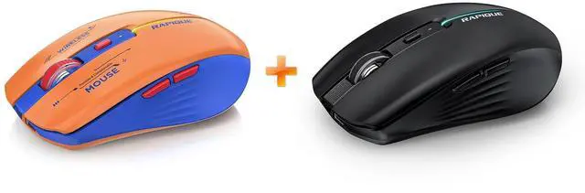 Main image of RAPIQUE Bluetooth Wireless Mouse - (BT1/BT2+USB Receiver) Dual Mode, Rechargeable, Quiet Click, Multi-Device Compatibility for Laptop, Computer, MacBook, Tablet