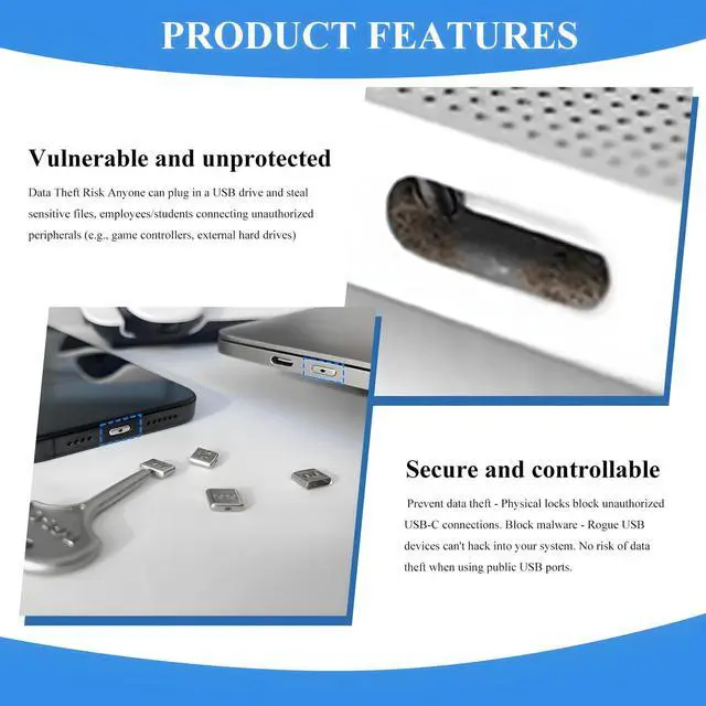 Alt view image 4 of 5 - 35 PCS USB Type C Anti-Theft Security Lock with 3 Anti-Break Metal Key Physical Containment,Universal Compatibility for All Type-C Devices, Enhanced Data Protection