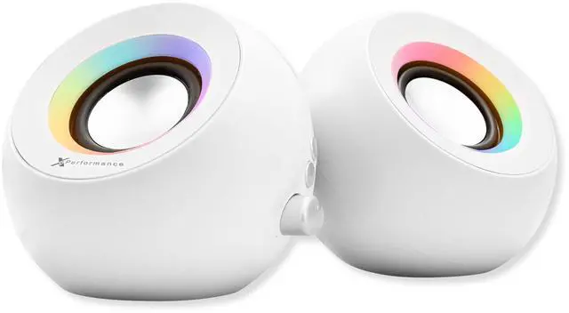 Main image of X9 Performance White Computer Speakers with RGB Lighting, Bluetooth, USB, and AUX - Triple Mode Connection, Dual 2.25" Drivers for Work and Play, Bluetooth Desktop Speakers for PC - White