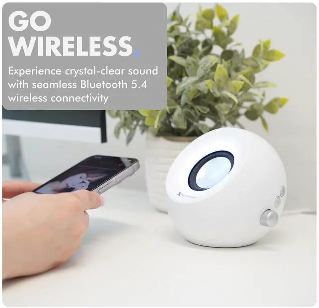 Alt view image 4 of 5 - X9 Performance White Computer Speakers with RGB Lighting, Bluetooth, USB, and AUX - Triple Mode Connection, Dual 2.25" Drivers for Work and Play, Bluetooth Desktop Speakers for PC - White