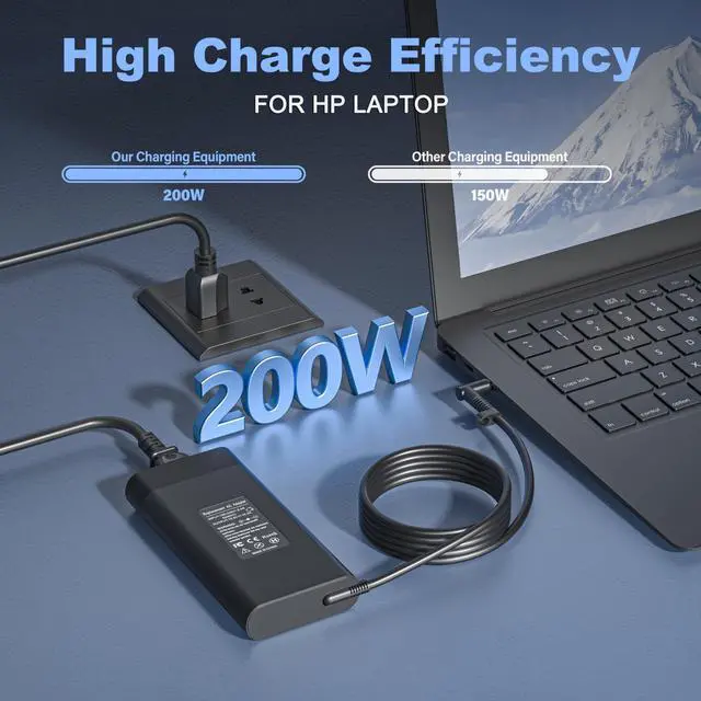 Alt view image 2 of 5 - 200W Charger for HP Victus 15 16 15-FA 15-fb 16-e 16-d 16-s 16-r 15-fb2063dx fb1013dx fb2082wm 15-fa1029nr Gaming Laptop M31368-002 TPN-DA10 LA21 ADP-200HB B L74881 L15537 L73385-001 L00818-850