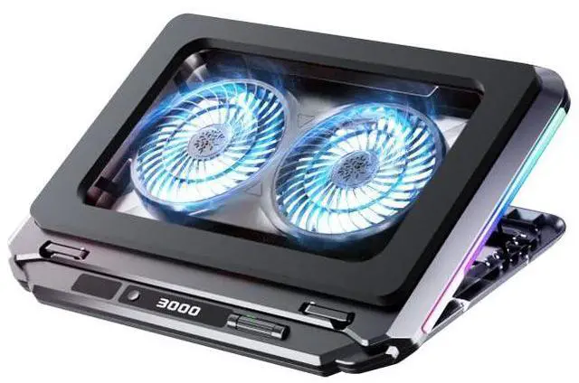 Main image of Twin Turbo Pressure Air Notebook Cooler,RGB Gaming Atmosphere Light Multi-Angle Adjustment,360 Degrees Around The air Duct,All-Round efficient Heat Dissipation for Various Kinds of laptops LZ-D17