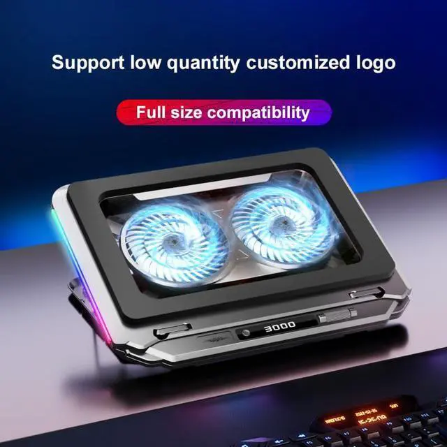 Alt view image 2 of 5 - Twin Turbo Pressure Air Notebook Cooler,RGB Gaming Atmosphere Light Multi-Angle Adjustment,360 Degrees Around The air Duct,All-Round efficient Heat Dissipation for Various Kinds of laptops LZ-D17