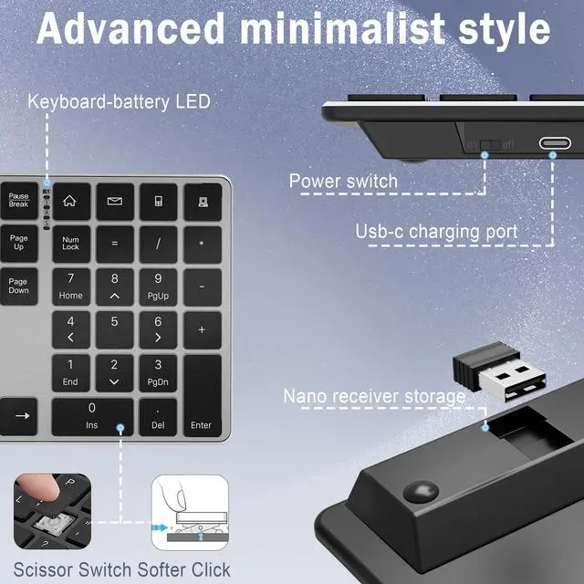 Alt view image 5 of 5 - 2025 New Wireless Keyboard and Mouse Combo2.4G Silent Cordless Keyboard Mouse Combo for Windows Chrome Laptop Computer PC Desktop- Ultra SlimQuiet Full Size Keyboard with Number Pad-Black