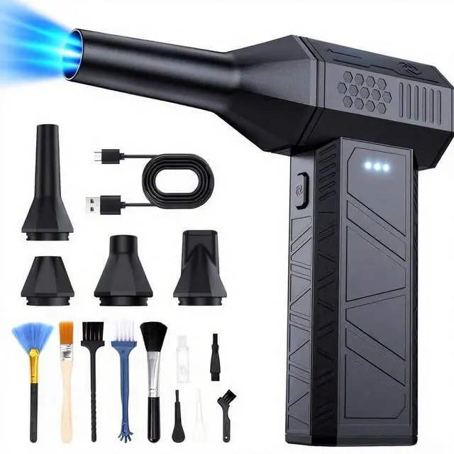 Main image of Compressed Air Duster, 3-Gear Electric Air Duster Rechargeable, Super Power Air Blower with Brushless Motor, Mini Blower for Computer, Keyboard, Car, House, Office, Outdoor, PC