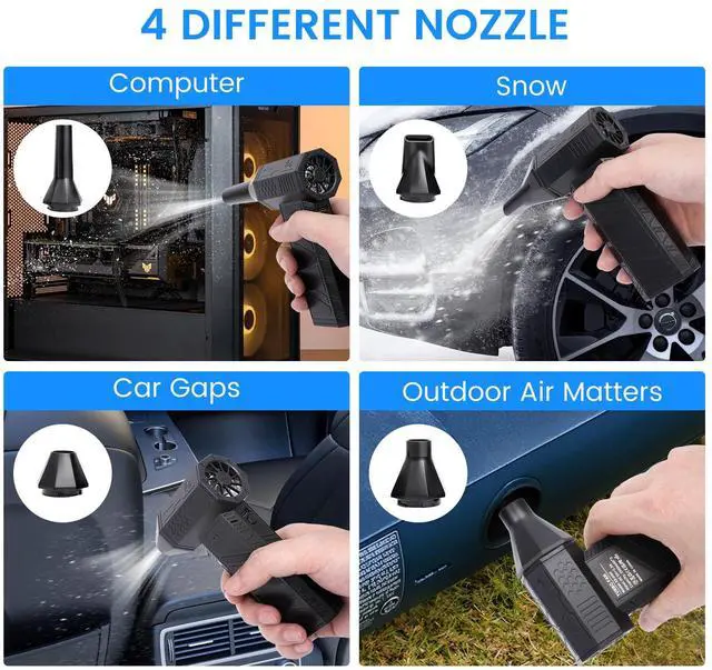 Alt view image 5 of 5 - Compressed Air Duster, 3-Gear Electric Air Duster Rechargeable, Super Power Air Blower with Brushless Motor, Mini Blower for Computer, Keyboard, Car, House, Office, Outdoor, PC