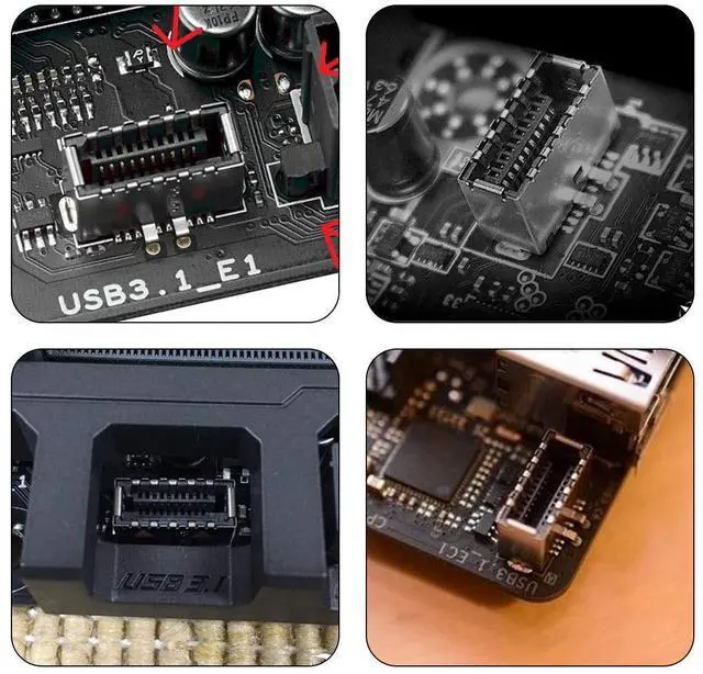 Alt view image 5 of 5 - JSER USB 3.1 Front Panel Header 19Pin to USB-C & USB 3.0 HUB 4 Ports Front Panel Motherboard Cable Compatible for 3.5" Floppy Bay