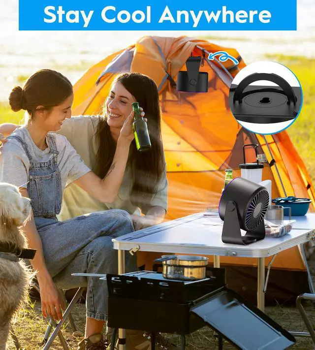 Alt view image 2 of 5 - Desk Fan with Battery Operated, Strong Airflow 100 Speeds Quiet Digital Display Rechargeable Battery Operated Fan Portable Personal Fan for Office, Bedroom, Kitchen, Travel Camping USB Table Fan