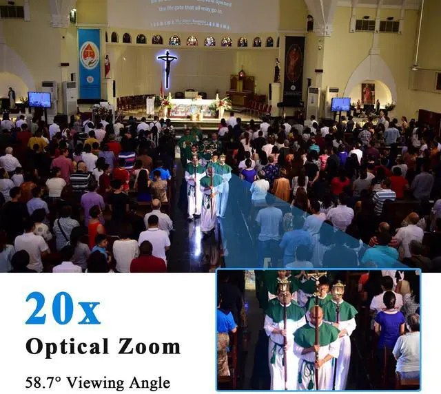 Alt view image 3 of 5 - KATOVJJTS PTZ Camera 4K UHD with 20X Optical Zoom,Video Conference Room Camera,Live Streaming for Church Worship,USB HDMI IP POE Work with Vmix,Zoom,OBS,YouTube,Facebook Livestream