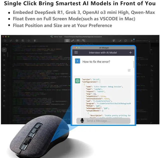 Alt view image 4 of 5 - GQLQR Qmouse, Floating AI Widget with Multi Models Seamlessly Integrated, Voice-to-Text, Customizable Hotkey Button, Screenshot OCR, Support Local LLM Integration