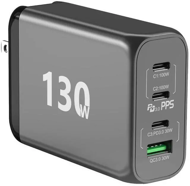 Main image of 130W USB C GaN Wall Charger 4 Port PD 100W PPS 45W Super Fast Charging Station Type-C Laptop QC Power Adapter Multiple Ports for iPhone 13 12 11 iPad MacBook Pro Samsung Pixel Lenovo HP Dell