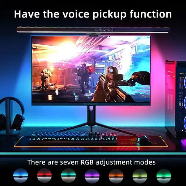 Alt view image 5 of 5 - and-L Monitor Light Bar for 24-27 Inch, with 7color RGB Stepless Dimming 3Color Temperatures Touch Control USB Powered Screenbar for Office/Game