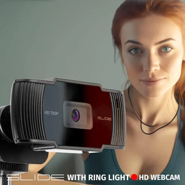 Alt view image 3 of 5 - Slide 720P HD Webcam, Portable Ring Light with Stand |Vlogging Kit for TikTok, YouTube, Twitch, Streaming Equipment |Video Recorder Camera w 30 Light Modes, 30 FPS | 2 Flexible Gooseneck Arms, Clamp