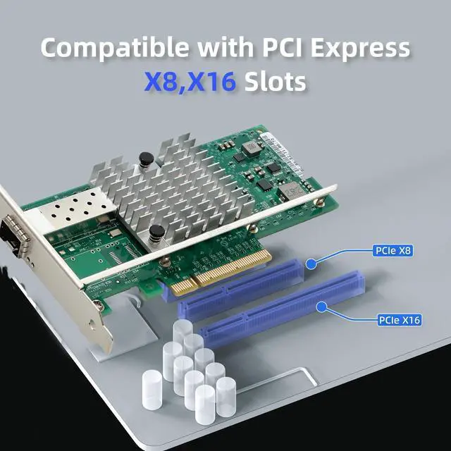 Alt view image 4 of 5 - XikeStor 10Gb PCIe Network Card with Intel X520 Chip, 10Gb SFP+ Network Adapter NIC, PCIe 2.0 X8, PCI Express Gigabit Ethernet Card for Windows/Ubuntu/Linux/VMware/Freebsd