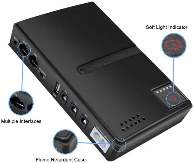 Alt view image 2 of 5 - Mini Uninterruptible Power Supply Backup Battery, Mini Router, HD Camera 36W 5V 9V 12V 2A Output Options, Device Support, Fireproof Design, for Emergency Situations (US Plug)