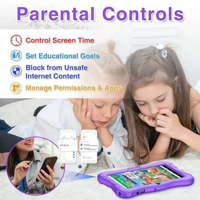 Alt view image 2 of 5 - Contixo Kids Tablet V9, 7-inch HD, Ages 3-7, Includes 50+ Disney Storybooks (Value $200), Toddler Tablet with Camera, Parental Controls, Android 11, 32GB, WiFi, Learning for Kids - Purple