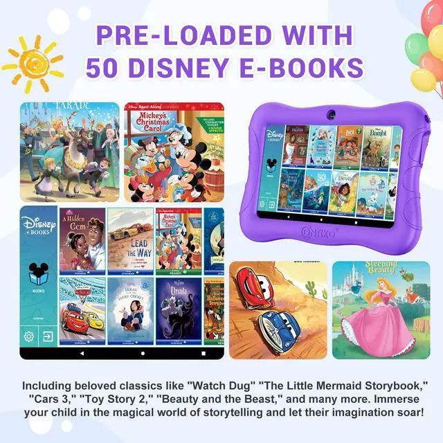 Alt view image 3 of 5 - Contixo Kids Tablet V9, 7-inch HD, Ages 3-7, Includes 50+ Disney Storybooks (Value $200), Toddler Tablet with Camera, Parental Controls, Android 11, 32GB, WiFi, Learning for Kids - Purple