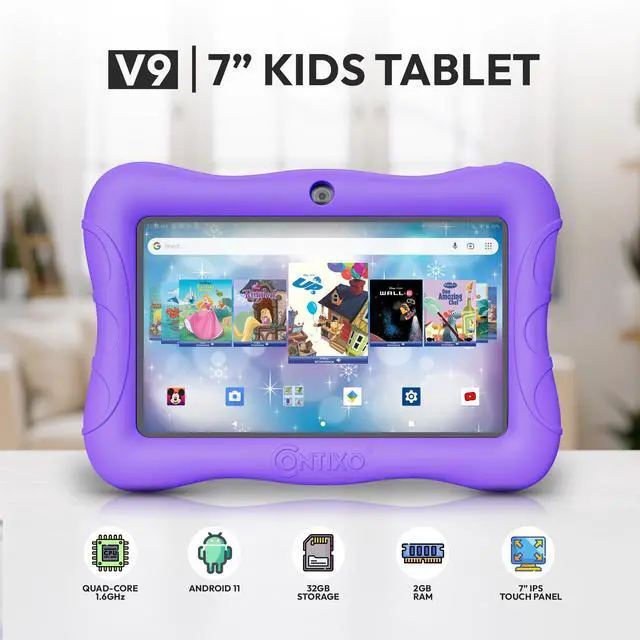 Alt view image 5 of 5 - Contixo Kids Tablet V9, 7-inch HD, Ages 3-7, Includes 50+ Disney Storybooks (Value $200), Toddler Tablet with Camera, Parental Controls, Android 11, 32GB, WiFi, Learning for Kids - Purple