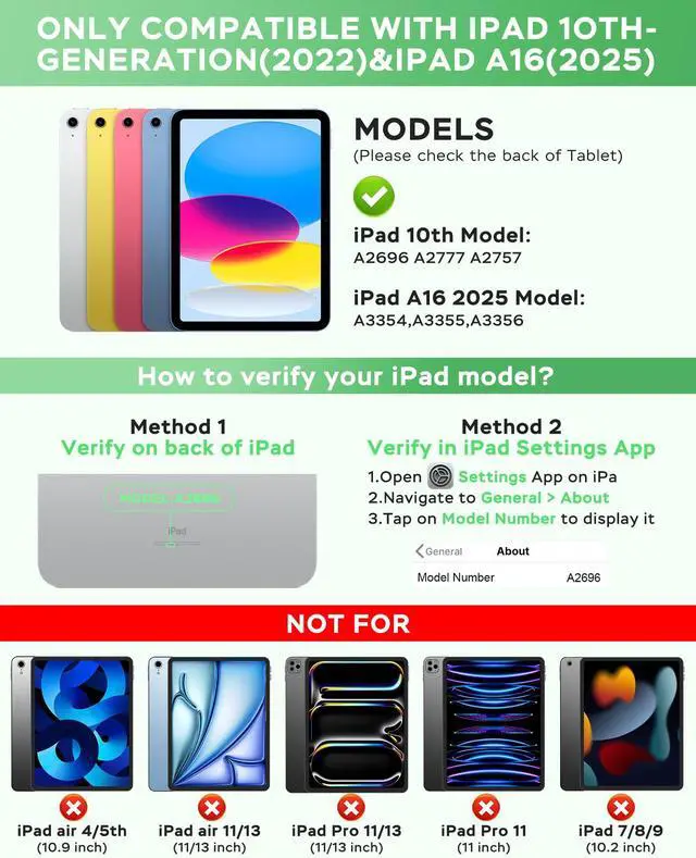 Alt view image 2 of 5 - Senyoson Folio Keyboard Case for iPad 10th Gen 10.9 inch (2022) and iPad 11th (A16, 2025), Magnetic Wireless Detachable Keyboard, 7-Color Backlight, Thin & Light, Pencil Holder (Green)
