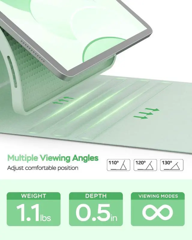 Alt view image 4 of 5 - Senyoson Folio Keyboard Case for iPad 10th Gen 10.9 inch (2022) and iPad 11th (A16, 2025), Magnetic Wireless Detachable Keyboard, 7-Color Backlight, Thin & Light, Pencil Holder (Green)