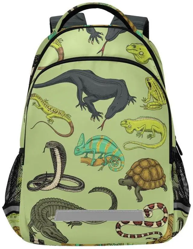 Main image of Glaphy Snakes Lizard Chameleon and Turtle Animal Backpack with Reflective Stripes, Laptop School Book Bag Lightweight Computer Backpacks for Men Women Kids