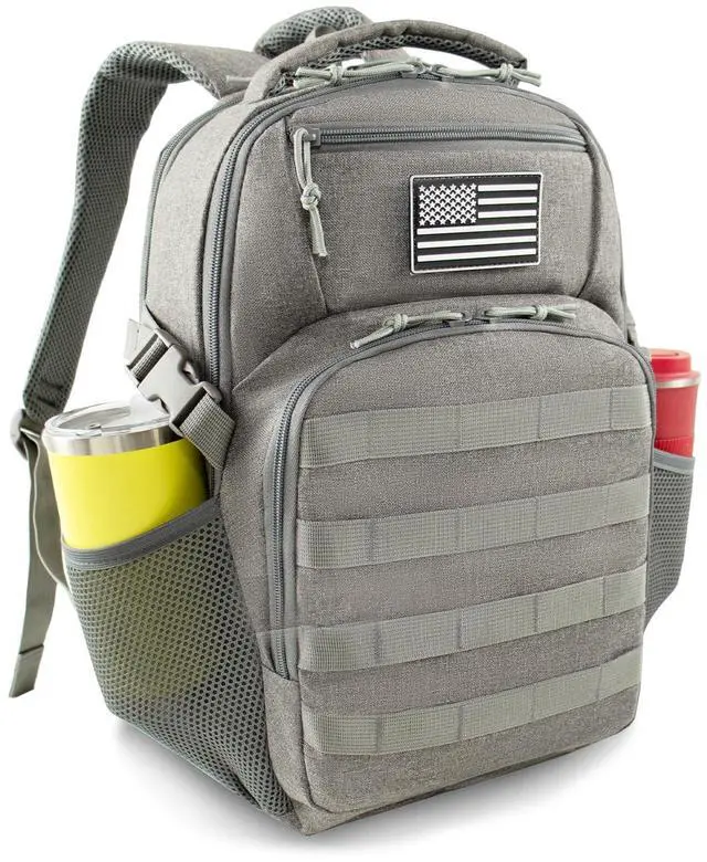 Main image of Ogguno 15'' Travel Laptop Backpack for Men, 25L Tactical College Backpacks with Water Pouches Both Sides, Portable Backpack for Men Women Business Work Bag Fight Approved - Grey Backpack