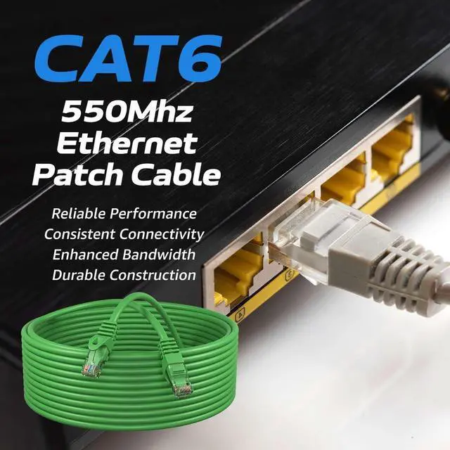 Alt view image 2 of 5 - Cables Direct Online Cat6 200FT Network Ethernet Patch Cable, 550Mhz Internet Wire, Compatible with PC, Laptop, Modem, Router, TVs, Printer Cord, Consoles for Home and Office, Green