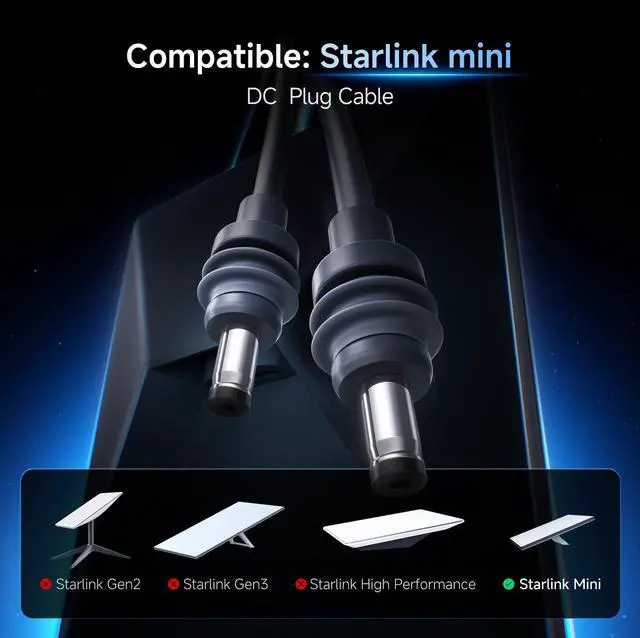Alt view image 2 of 5 - for Starlink Mini Cable 10FT/3M, 60W Input Replacement DC Power Cable, Starlink Mini Power Cable with PVC Jacket, 18AWG Copper Wire, Durable Starlink Mini Accessories Waterproof Outdoor