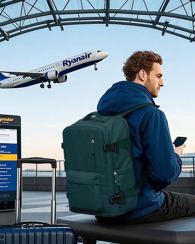 Alt view image 2 of 5 - VGCUB Large Travel Backpack Bag for Women Men,Carry on Backpack,17 Inch Laptop Business Work Waterproof Backpack with Laptop Compartment,Person Item Flight Approved,Mochila de Viaje,Peacock Blue