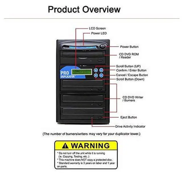 Alt view image 3 of 3 - Produplicator 1 to 5 24X Burner CD DVD Duplicator - Standalone Copier Duplication Tower
